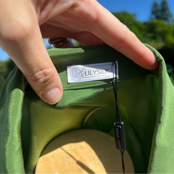 LilySilk Green Long Sleeve Blouse - Picture 9 of 16